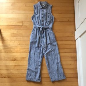 Japna blue & white striped sleeveless jumpsuit